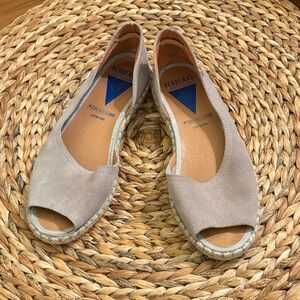 VERBENAS Taupe Suede Peep-Toe Espadrille Flats